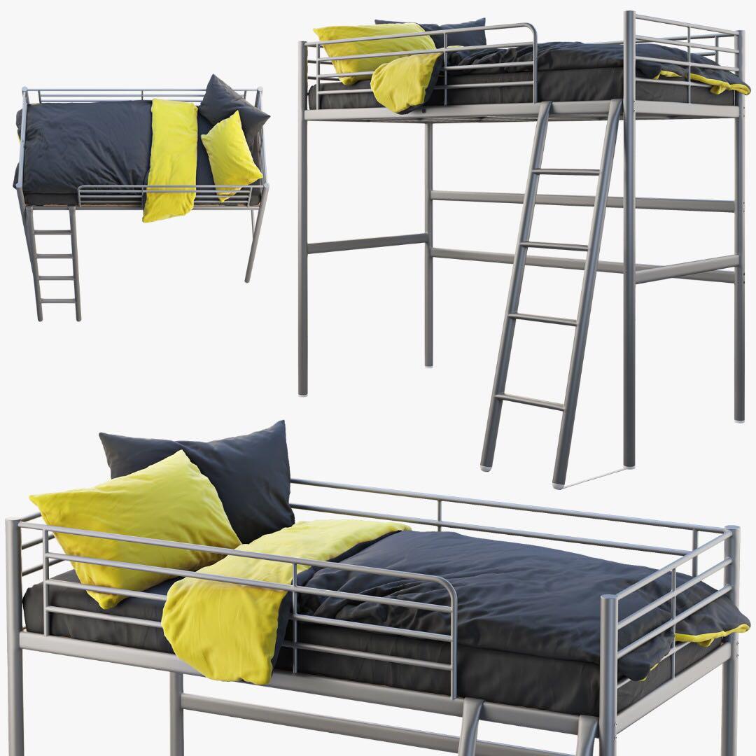 Negotiable Ikea Svarta Loft Bed Frame Silver Grey Home Furniture Furniture On Carousell
