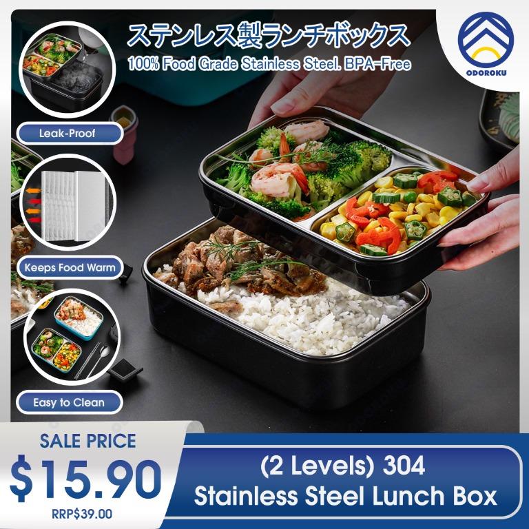 Bento Lunch Box Kit for Adult 2 Set, 4 Compartment 1.3L Leak Proof