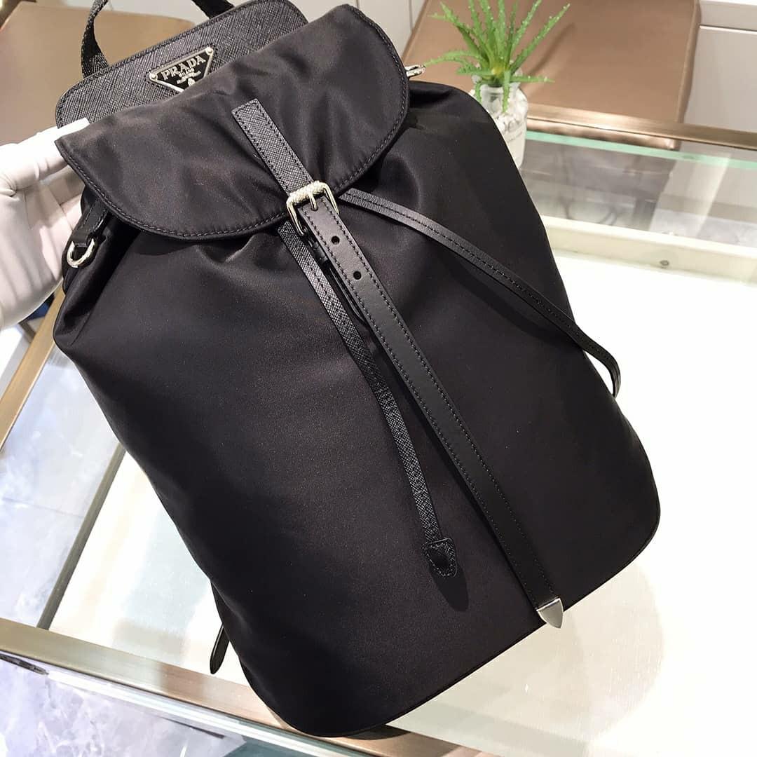 prada logo plaque backpack