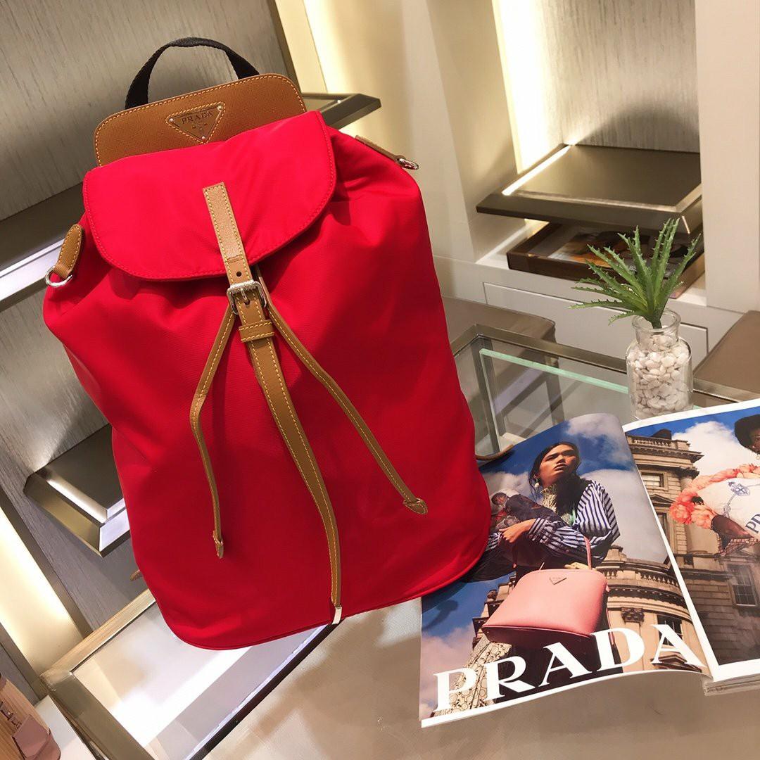 prada logo plaque backpack