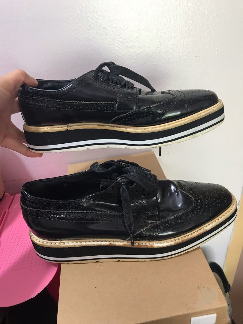 prada platform lace up sneaker