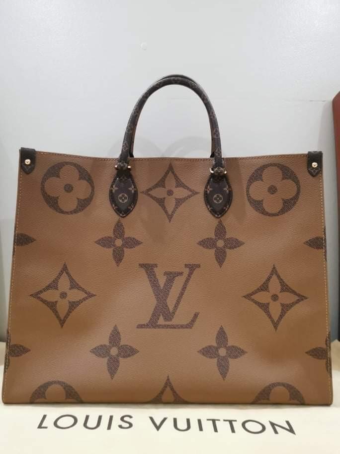 Louis Vuitton Brown Monogram Reverse Giant Onthego GM Cloth ref