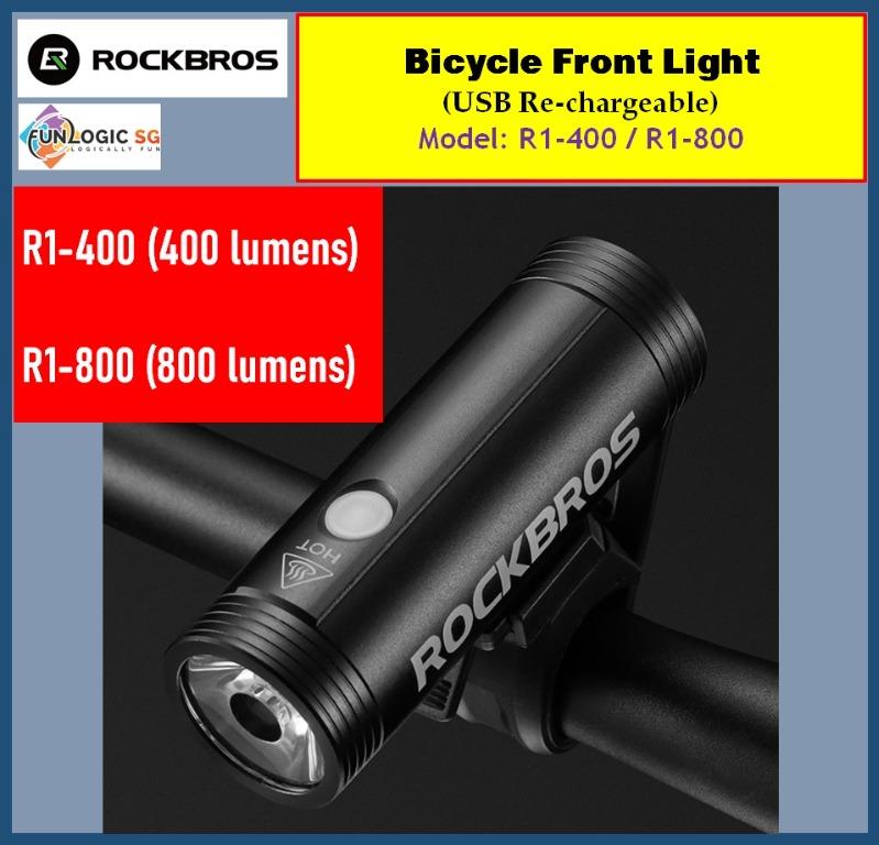 Rockbros Bicycle Front Light Bike Light Bicycle Light 400 Lumens 800 Lumens R1 400 R1 800 Sports Equipment Bicycles Parts Parts Accessories on Carousell