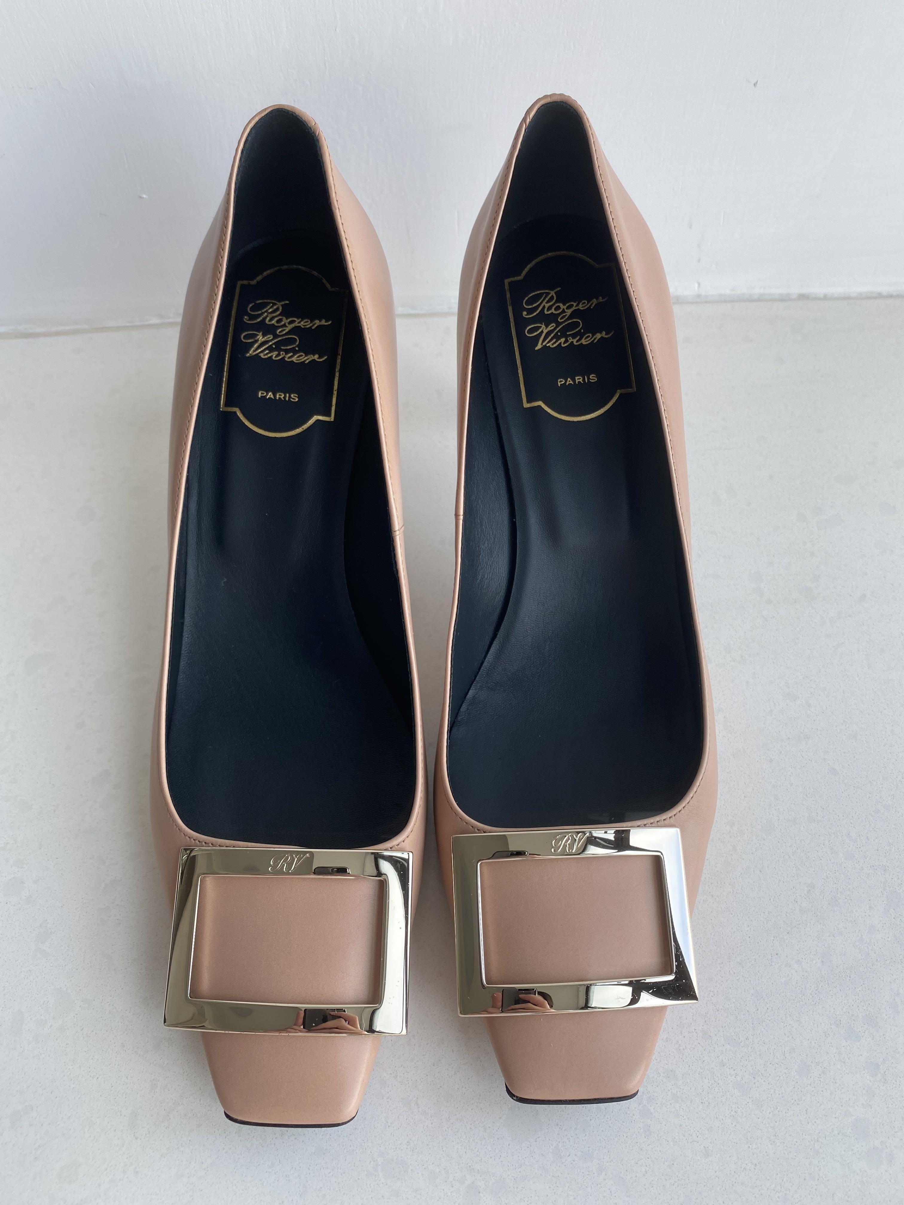 Roger vivier belle vivier pumps leather 70mm nude colour