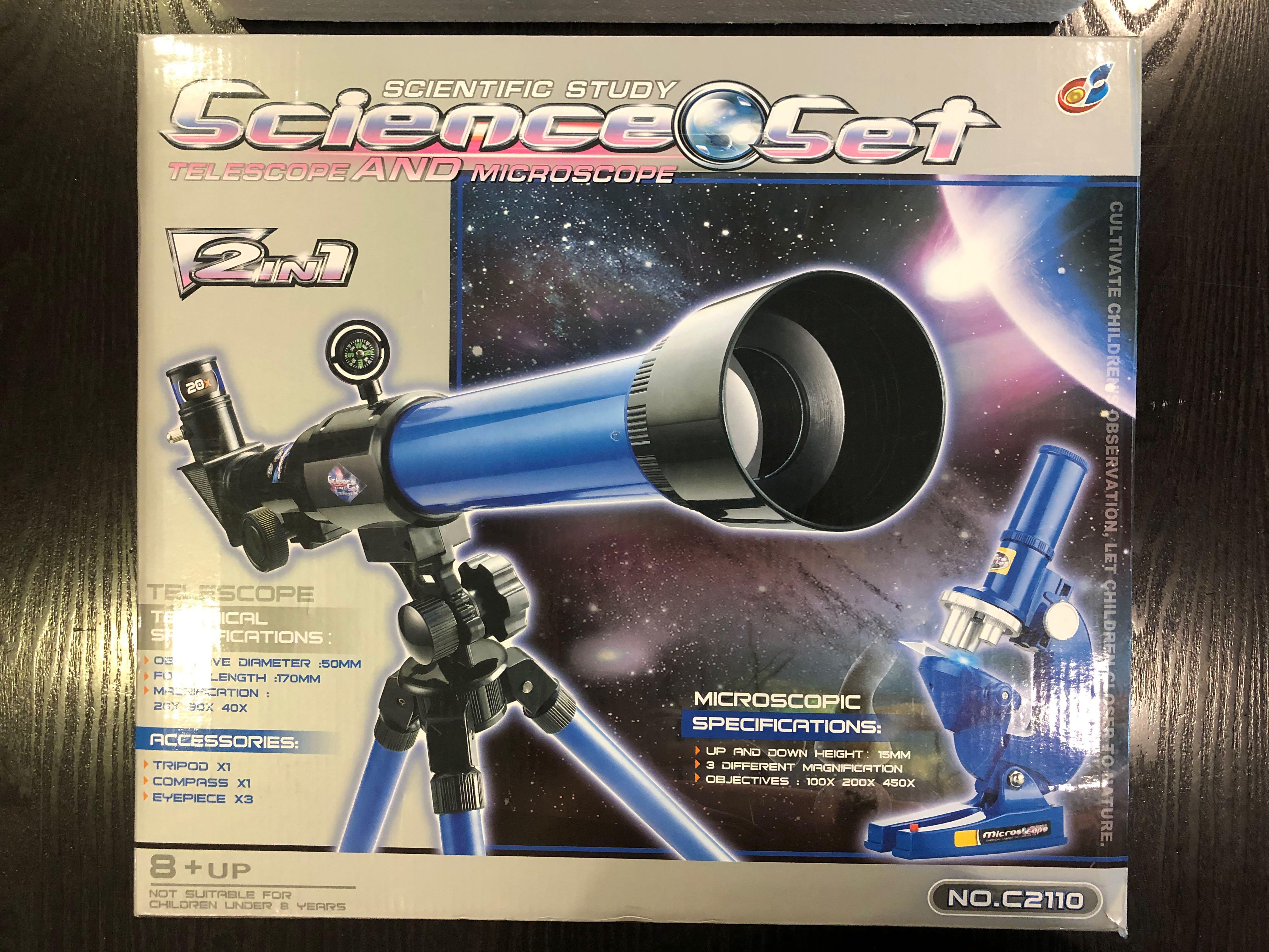 Science set telescope and microscope store