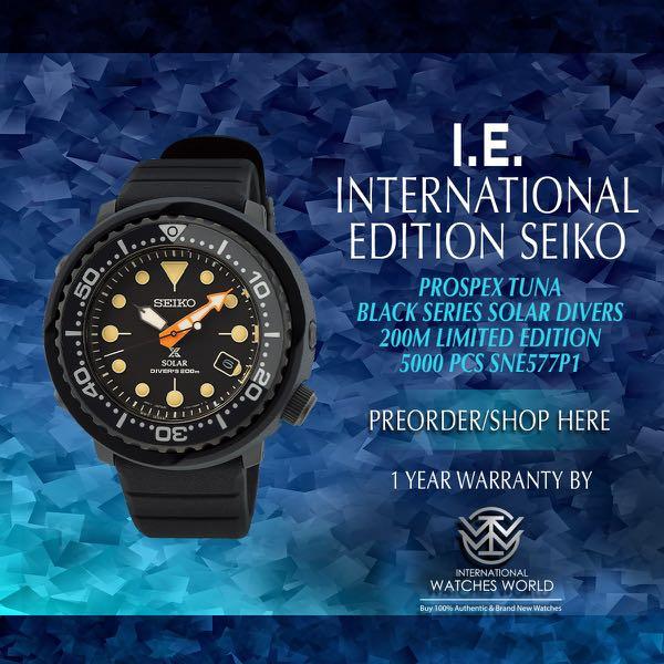 SEIKO INTERNATIONAL EDITION PROSPEX TUNA SOLAR DIVER BLACK SERIES LIMITED  EDITION 5000 PCS SNE577P1, Men's Fashion, Watches & Accessories, Watches on  Carousell