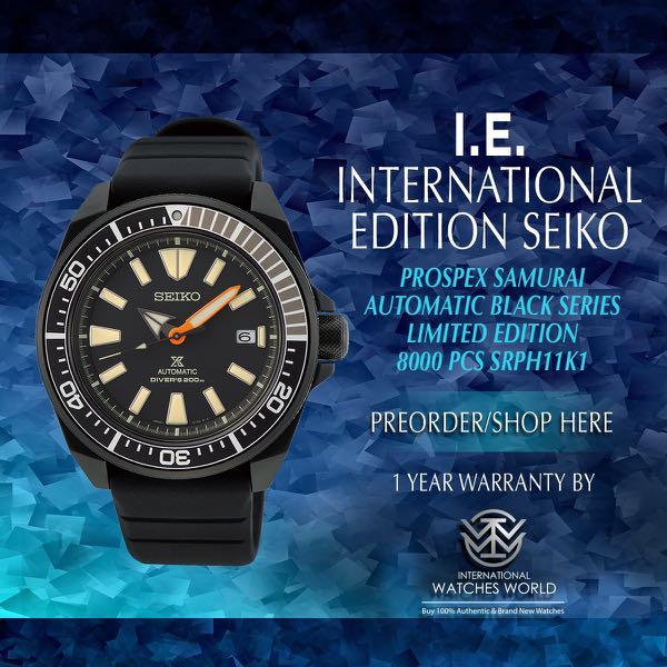 SEIKO INTERNATIONAL EDITION PROSPEX SAMURAI AUTOMATIC BLACK SERIES LIMITED  EDITION 8000 PCS SRPH11K1, Men's Fashion, Watches & Accessories, Watches on  Carousell