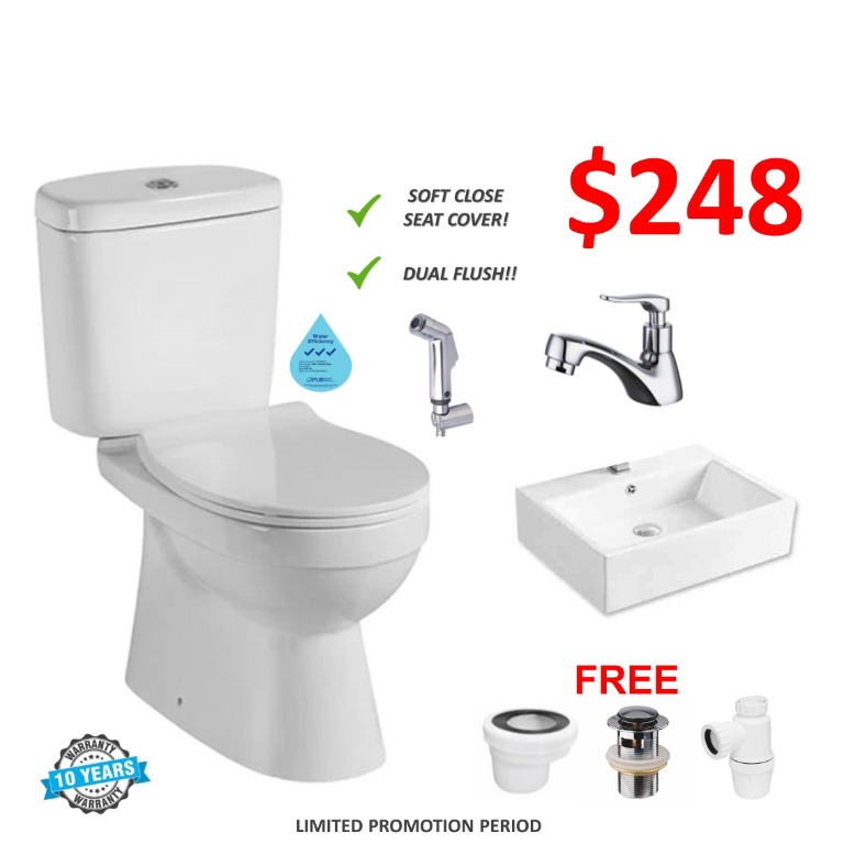Toilet Bowl & Basin Package 248, Furniture & Home Living, Bathroom