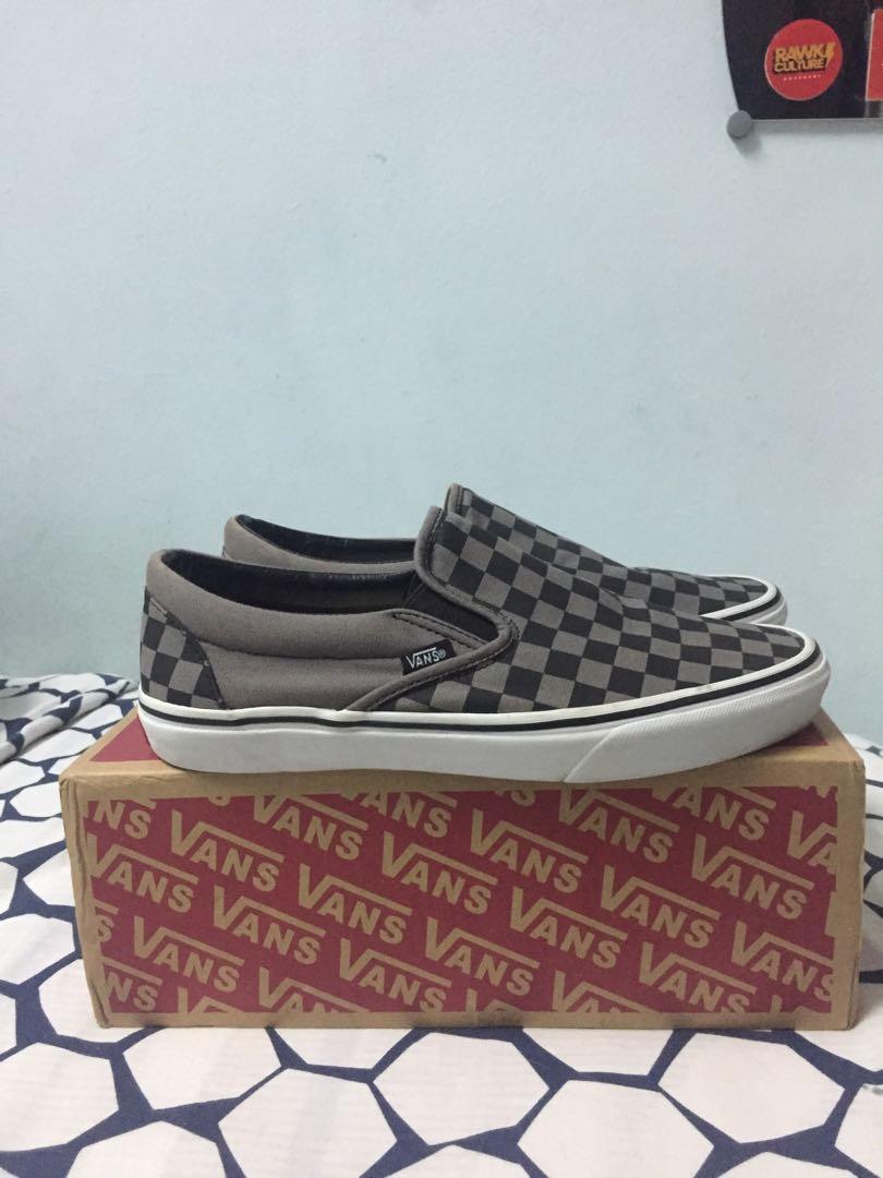 Vans Slip on Checkerboard Brown Men s Fashion Footwear Sneakers