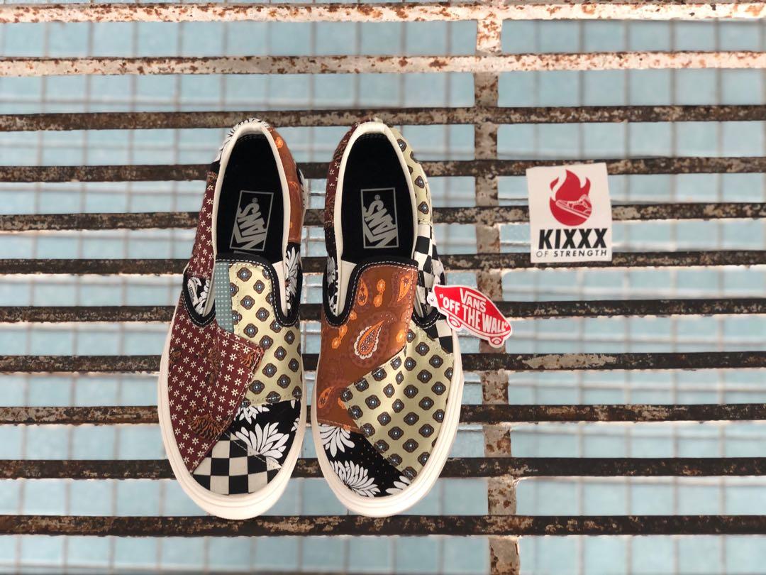 tiger patchwork slip on vans