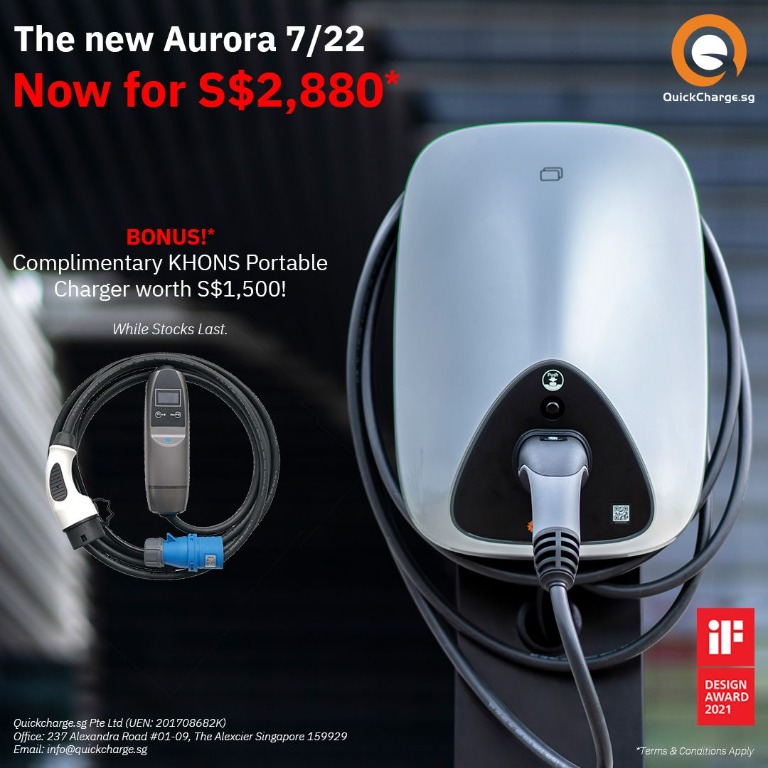 Wall Mounted EV Charger - Overnight Charging Aurora 7 / 22, Car