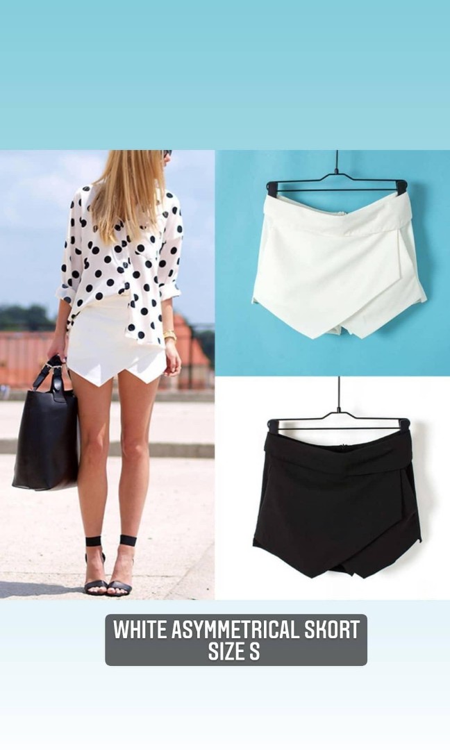 white asymmetrical skort