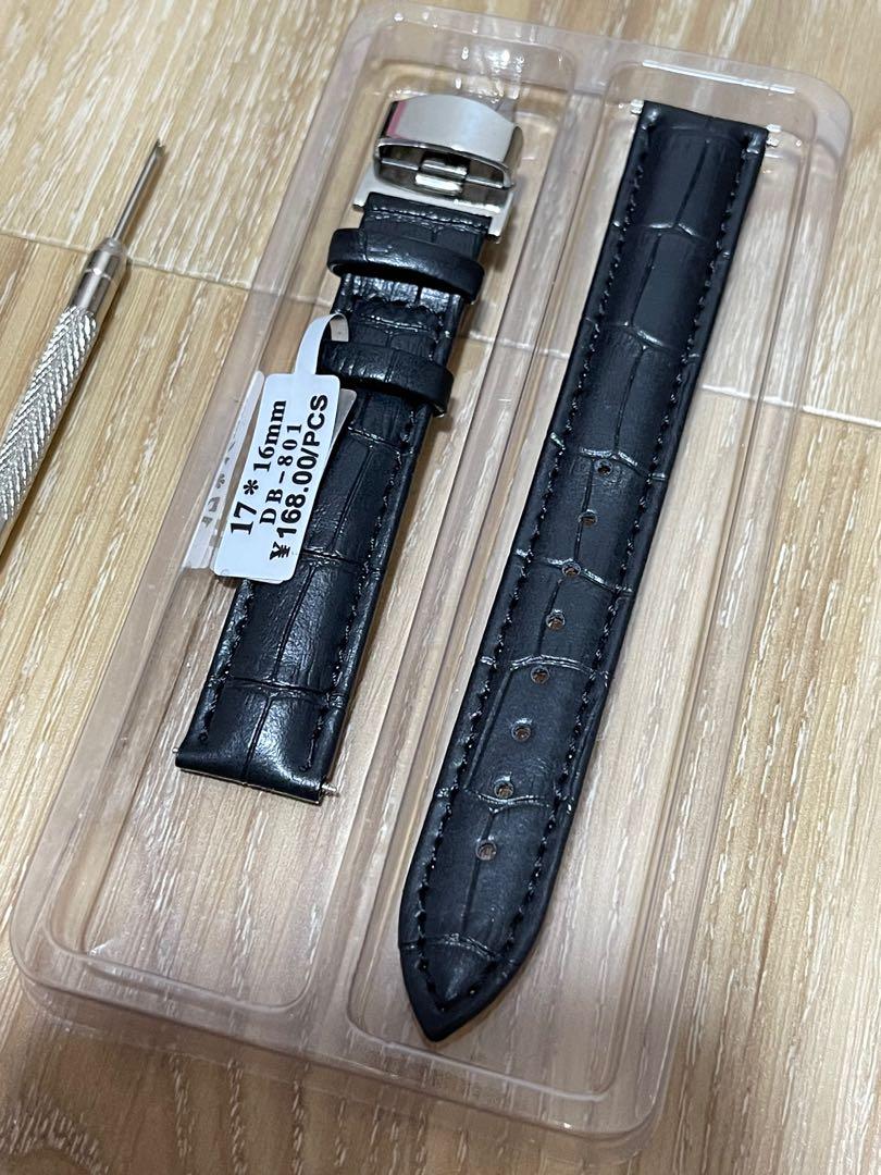 17mm Black Leather Watch Strap, Luxury, Watches on Carousell