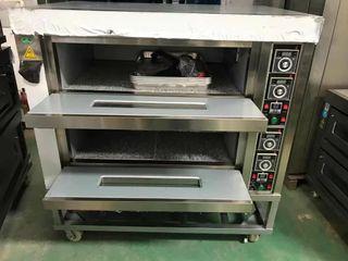 2 deck 4 trays gas oven with stone base and steamer