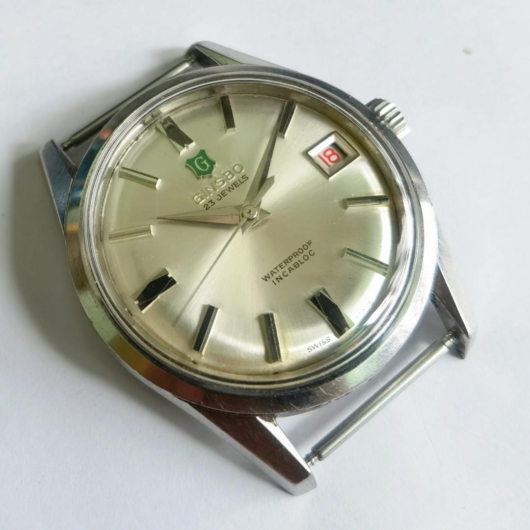 高級感 ☆ 金張 紳士用腕時計 インガソル 英国製 暦付 未使用 1960年代 