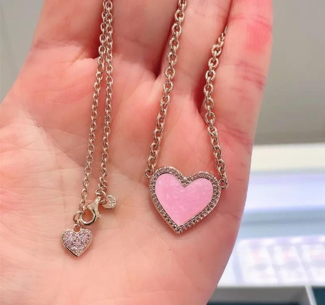 Pandora pink swirl clearance heart collier necklace