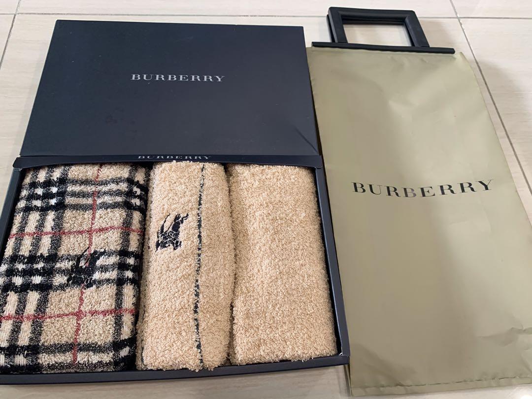 Authentic Burberry face and hand towel set with box, Luxury, Bags & Wallets  on Carousell