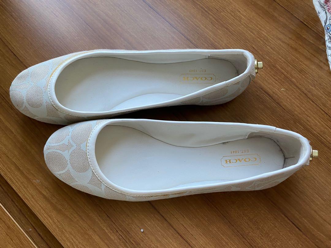Coach white flats on sale