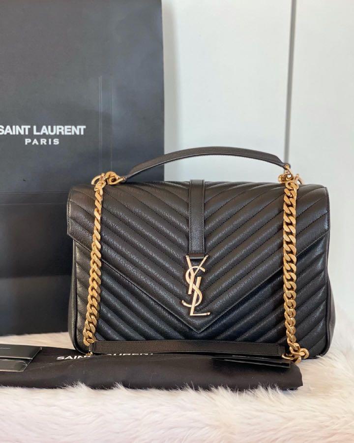 Authentic Ysl College Bag Large In Black Ghw, Luxury, Bags & Wallets On  Carousell