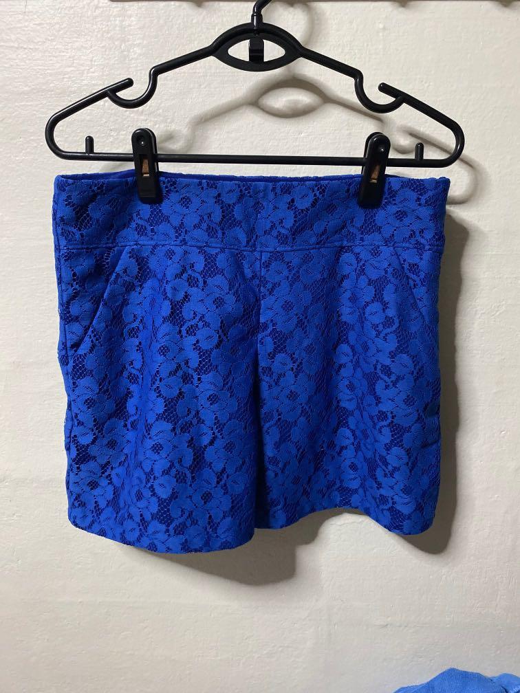 Blue lace shorts clearance