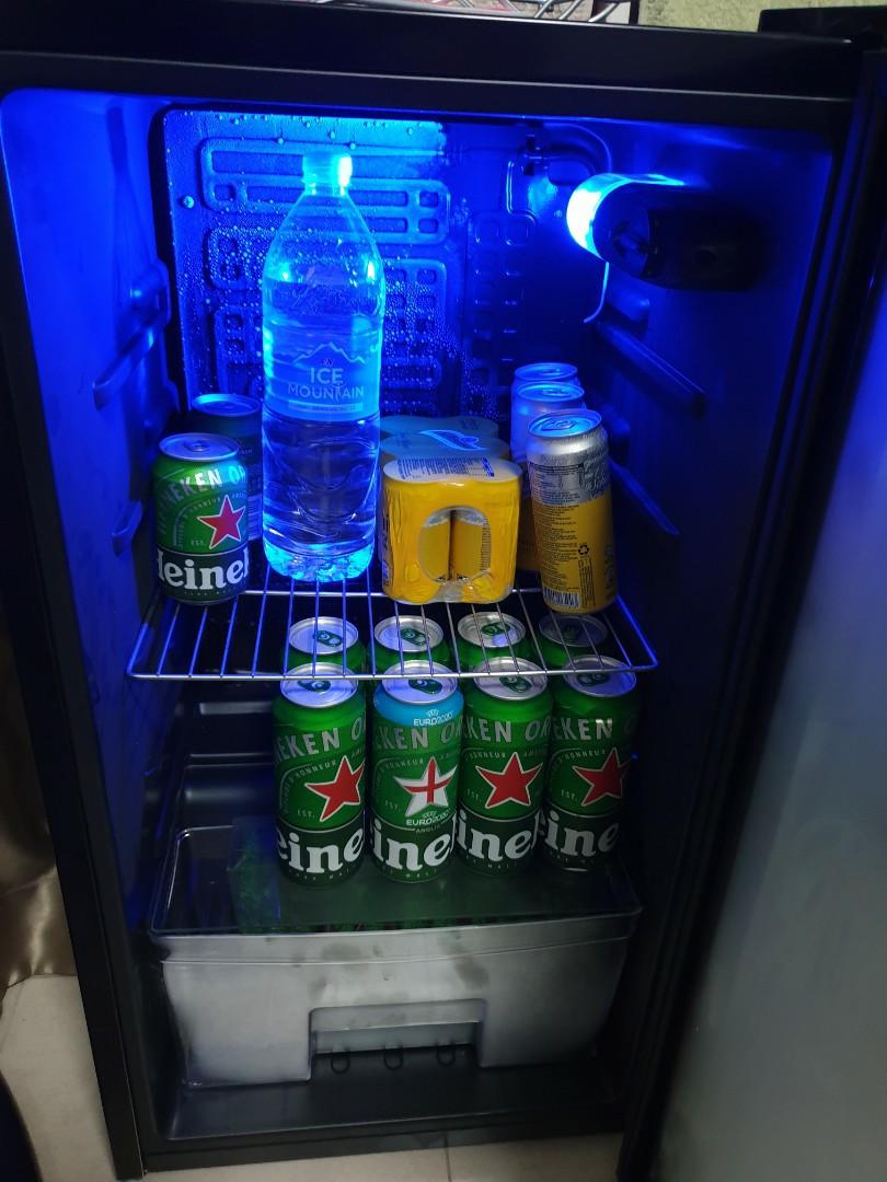 blue light 90L glass mini bar fridge 2021 new model, TV & Home