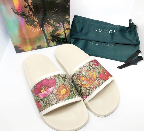 Brand New Gucci Slides Size 36. Gucci Floral Slides., Women's Fashion,  Footwear, Slippers and slides on Carousell