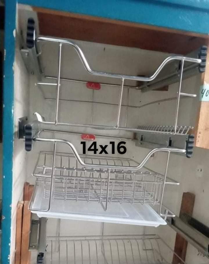 SUS 304 Pull Out Dish Rack (Category: Food Organization & Storage) located in Antipolo. Submitted by homecourtkitchenandbath (Listing ID 1094437754, Image 1). Description: Pull out Kitchen Cabinet Organizer / Dish Rack With Drawer slides and Plastic Tray Set Stainless Steel 304 Non-soft closing drawer slides 2layers per set Available in different sizes COD payment accepted Same day delivery Rizal and Metro Manila areas, shipping fee c/o buyer.