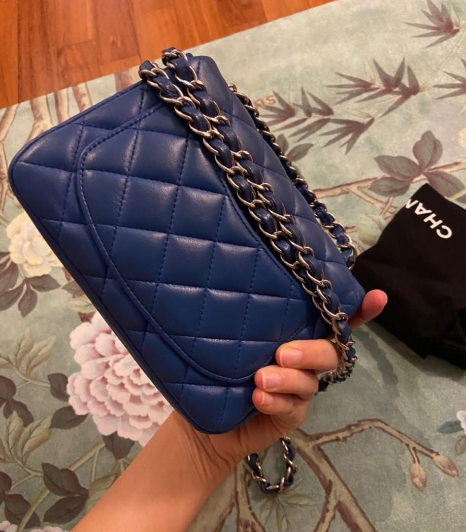 2018 Chanel Blue Quilted Calfskin Leather Classic Single Flap Bag