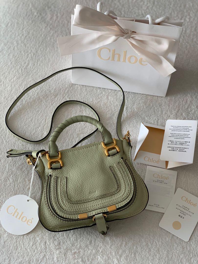 Chloe mini marcie (Category: Luxury Bags & Wallets) located in Makati City. Submitted by berluxe.ph (Listing ID 1094538183, Image 1). Description: Carried 3x only Retails for 72,800 in Adora Color: Light Eucalyptus .
