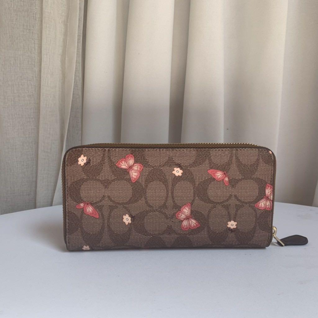 Coach Accordion Zip Wallet Signature Butterfly Print