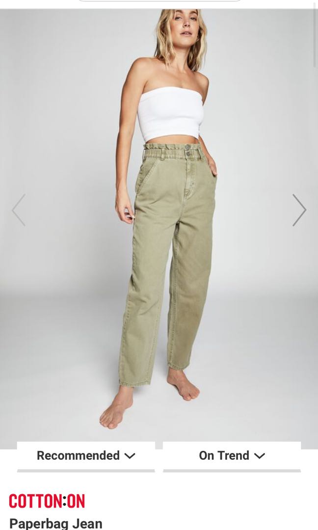 cotton on high paperbag jeans, Women's 