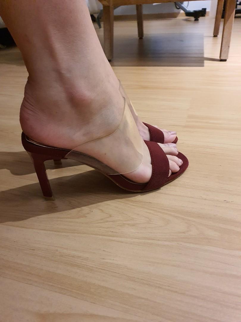 Red 2 inch heel sandals cheap
