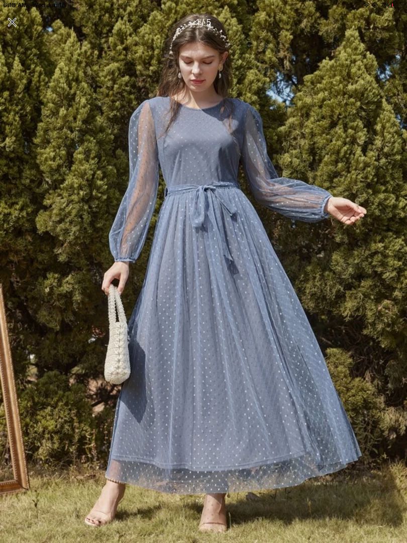 Dusty blue dress casual online