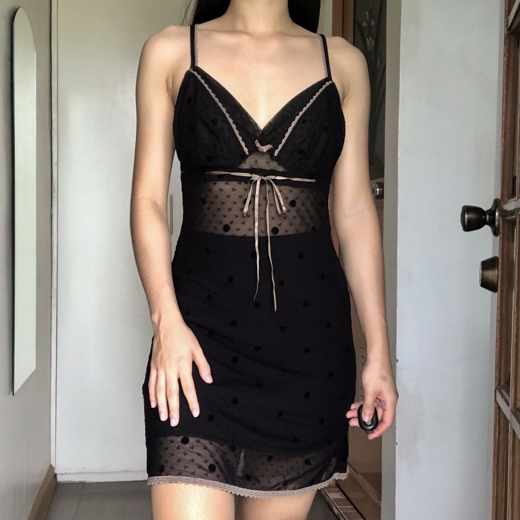 Etam black lingerie dress with ribbon, Women's Fashion, Dresses & Sets,  Evening dresses & gowns on Carousell