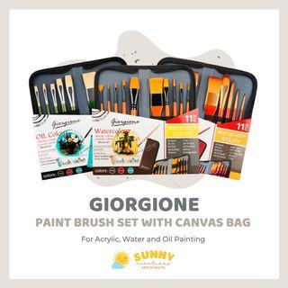 GIORGIONE 10pcs Artist Painting Brush with Free Canvas Bag | For Acrylic, Oil & Watercolor Painting