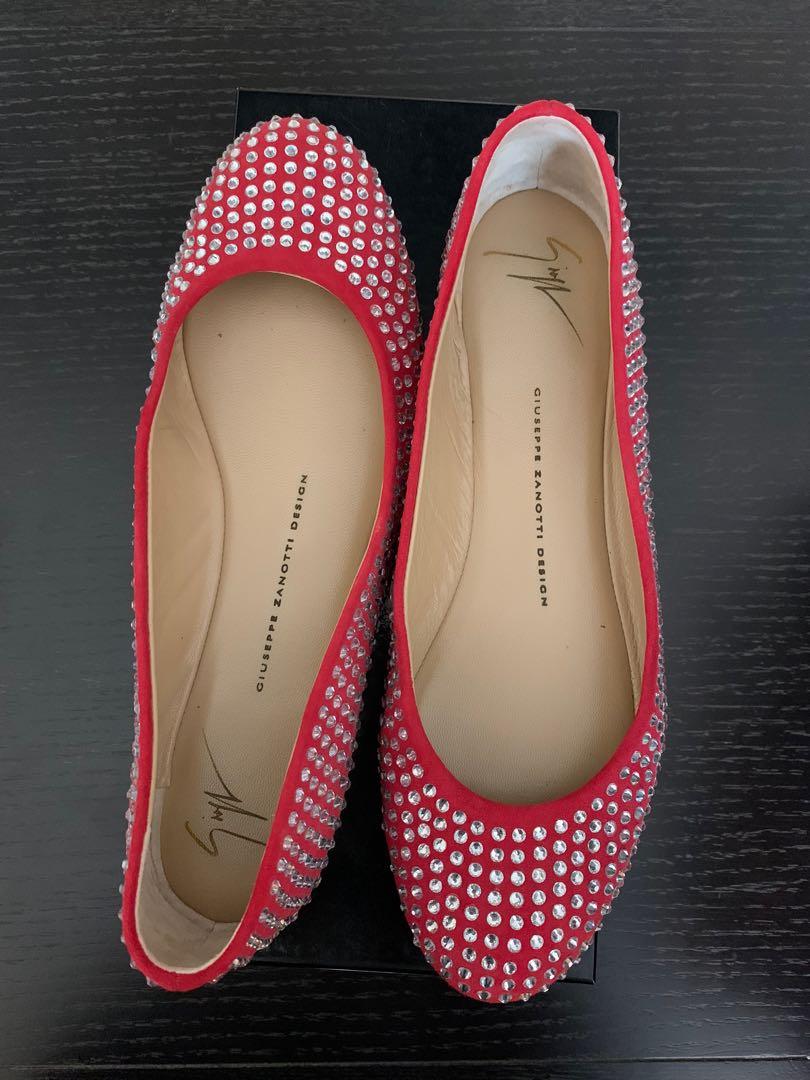 Giuseppe Zanotti Red Ballet Flats Size 38 Women s Fashion