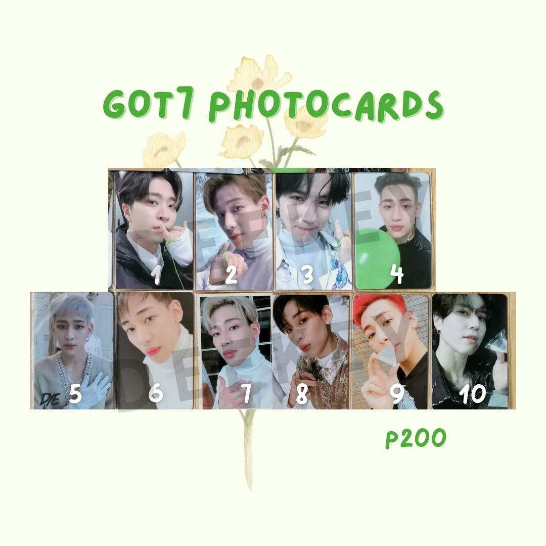 GOT7 official photocards (Category: K-Wave Merchandise) located in Quezon City. Submitted by defkey (Listing ID 1094368046, Image 3). Description: — Prices are in the photo :) P130, P200, P280 — can do shopee c/o.