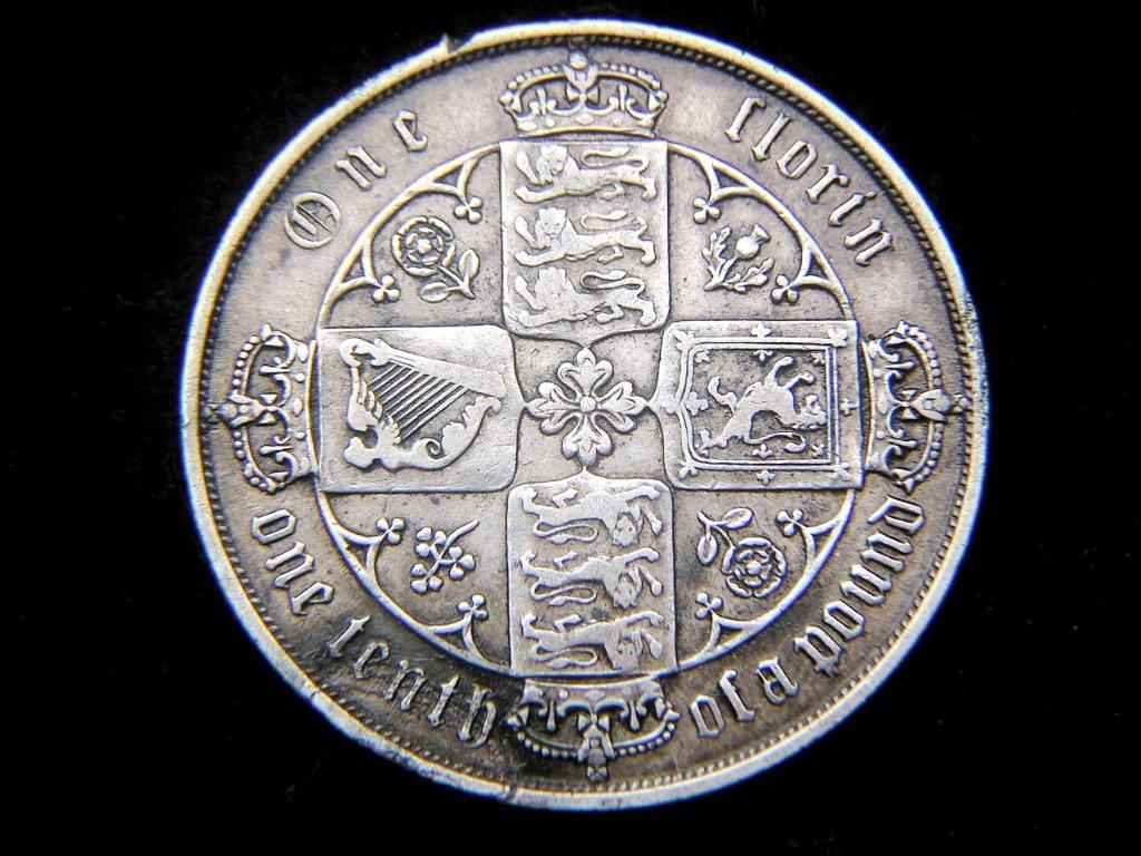 英國銀幣-Great Britain (Gothic Florin)-1878年大英帝國皇家國徽1/10鎊(Pound  Sterling)銀幣(英女皇維多利亞像, 歌德版), 興趣及遊戲, 收藏品及紀念品, 錢幣- Carousell