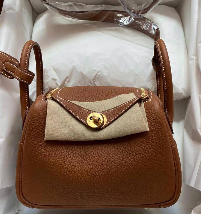 Hermes Mini Lindy Clemence Biscuit GHW Stamp B