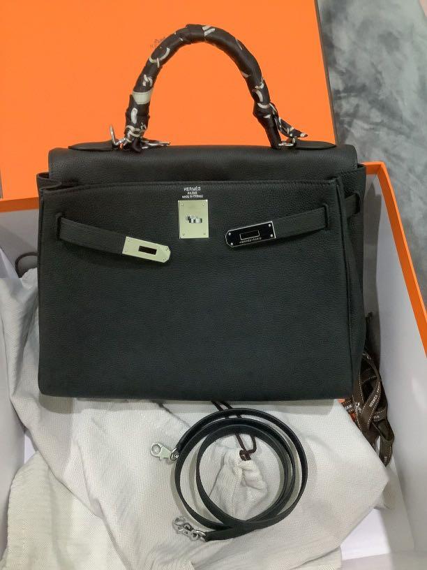 Hermes kelly 28 top black togo