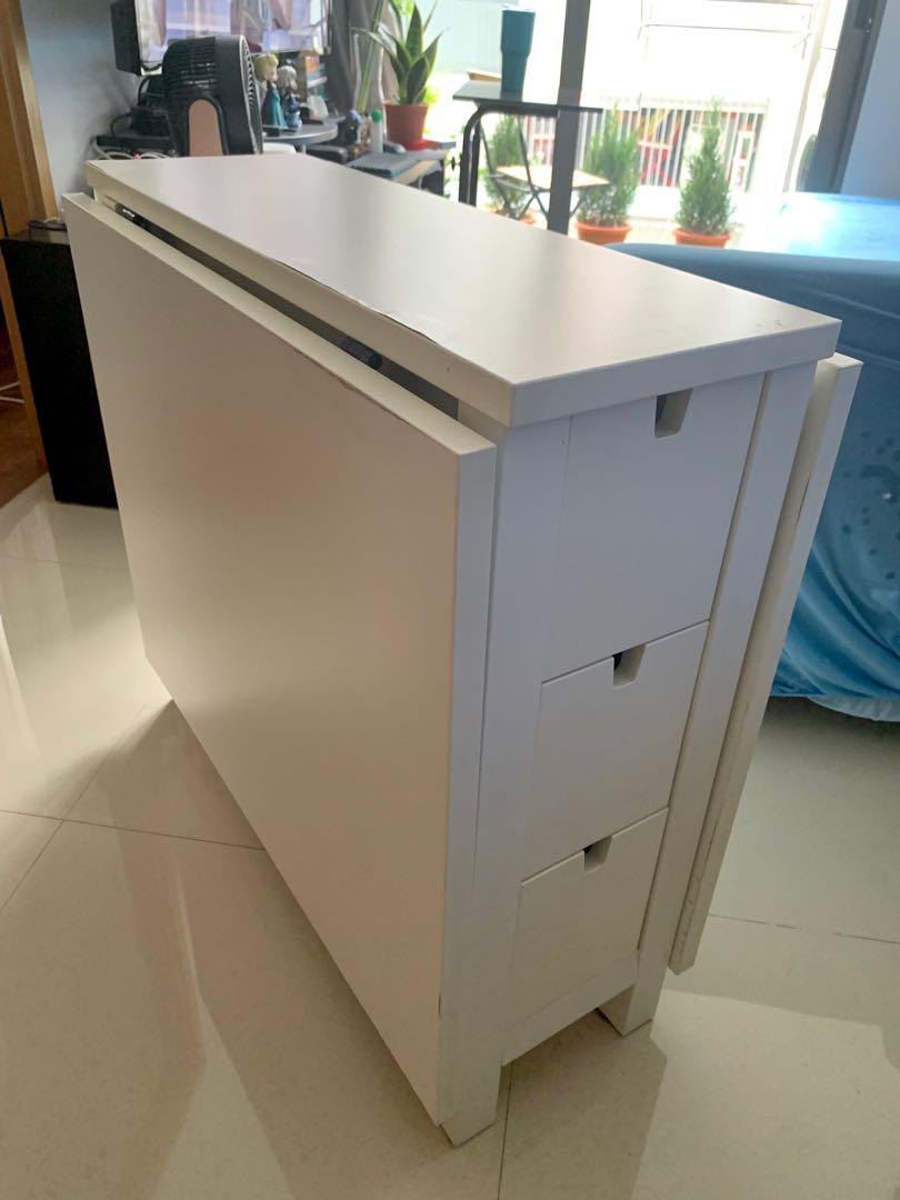 IKEA NORDEN FOLDING TABLE WITH DRAWERS, Furniture & Home Living ...