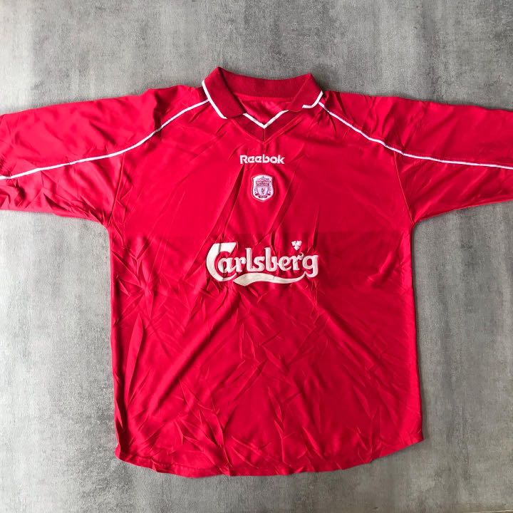 Jersey Liverpool retro 2000 Fesyen Pria Pakaian Atasan di