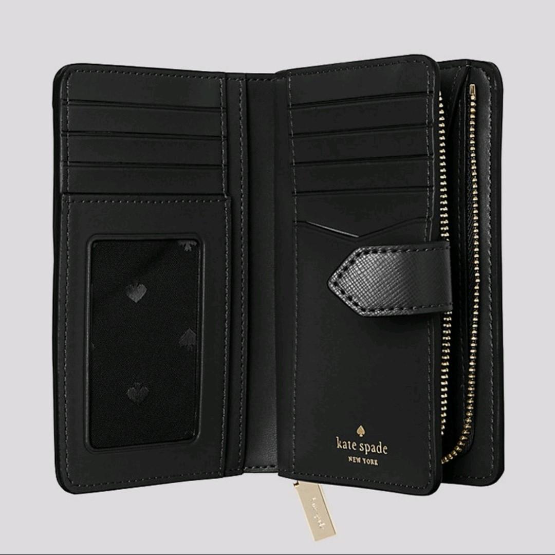 Kate Spade Staci Medium Compact Bifold Wallet WLR00128 Black 