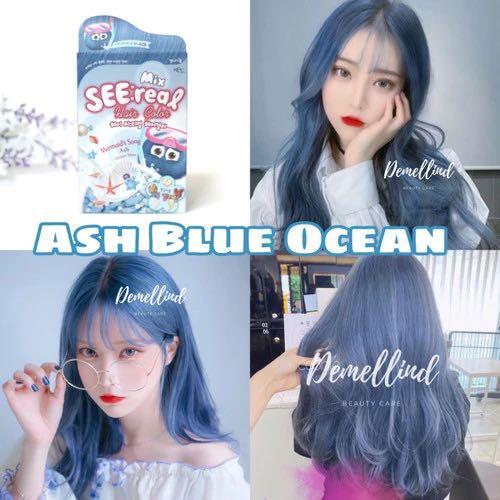 ICE BLUE + peroxide 100ml] ICE BLUE / Ash Grey Blue / Ash Blue Grey Color  Dye Colour