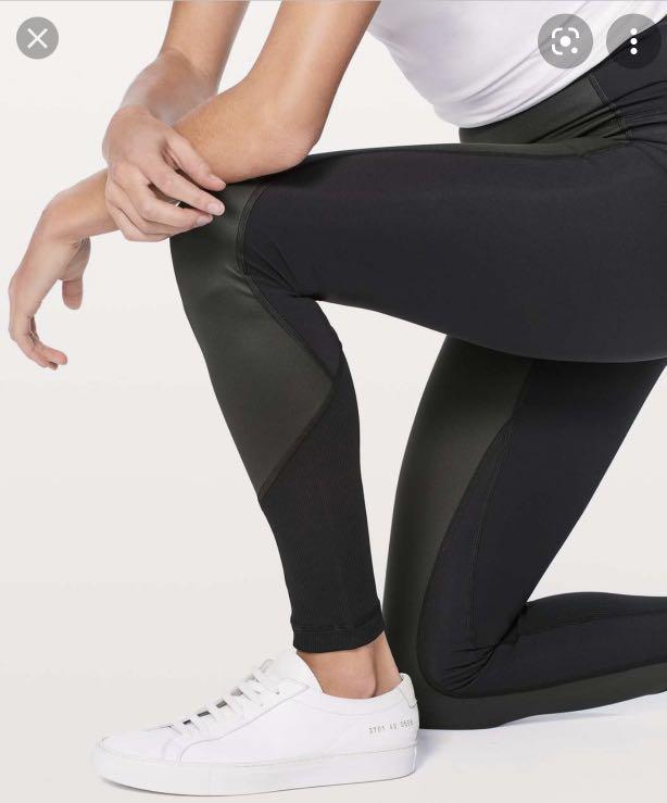 Lululemon faux leather panel wunder under Women s Fashion Activewear on Carousell