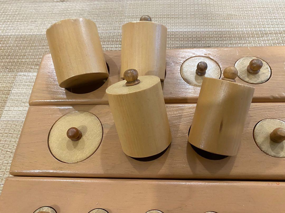 Montessori Knobbed Cylinders Large Solid Wood, Hobbies & Toys, Toys ...