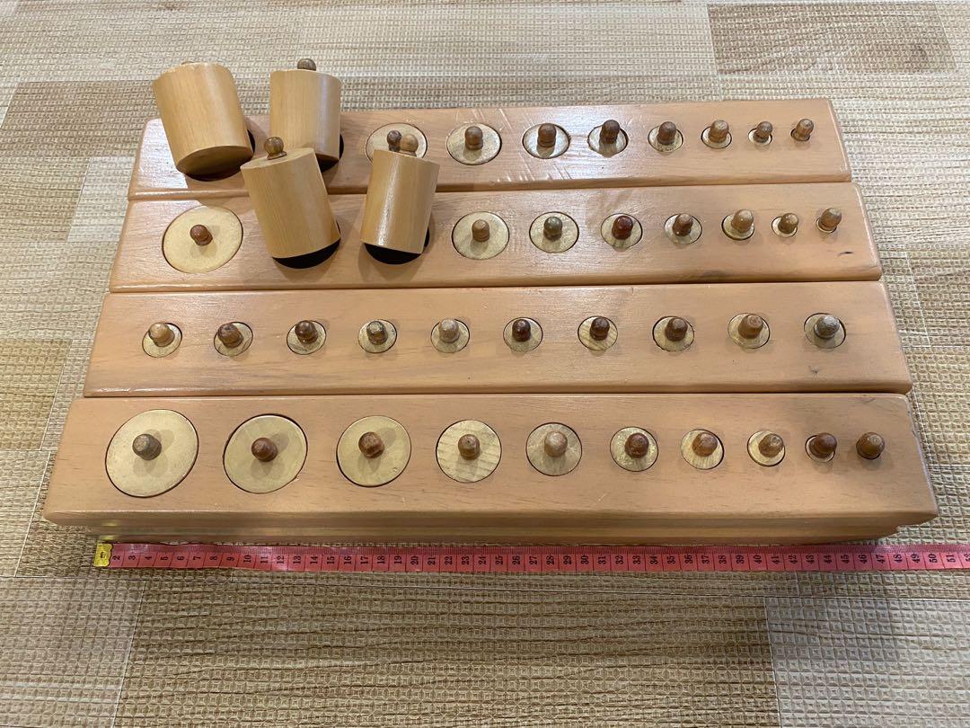 Montessori Knobbed Cylinders Large Solid Wood, Hobbies & Toys, Toys ...