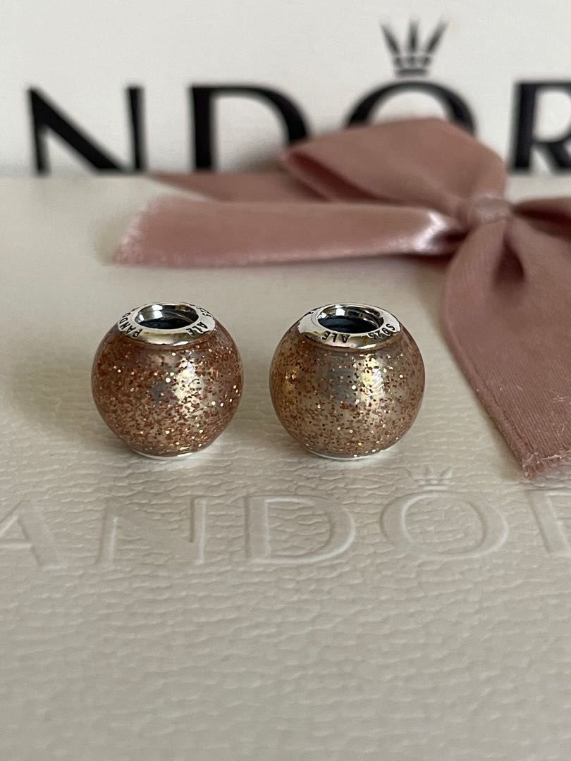 Pandora rose gold glitter ball charm Clearance