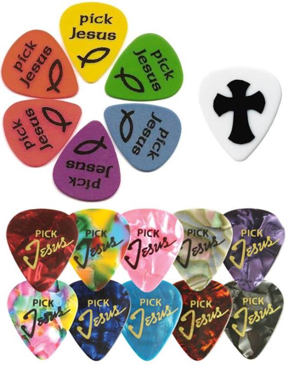 Pick Jesus Christian Celluloid and Delrin Pickboy Cross Grip Lock Guitar Picks Plectrums