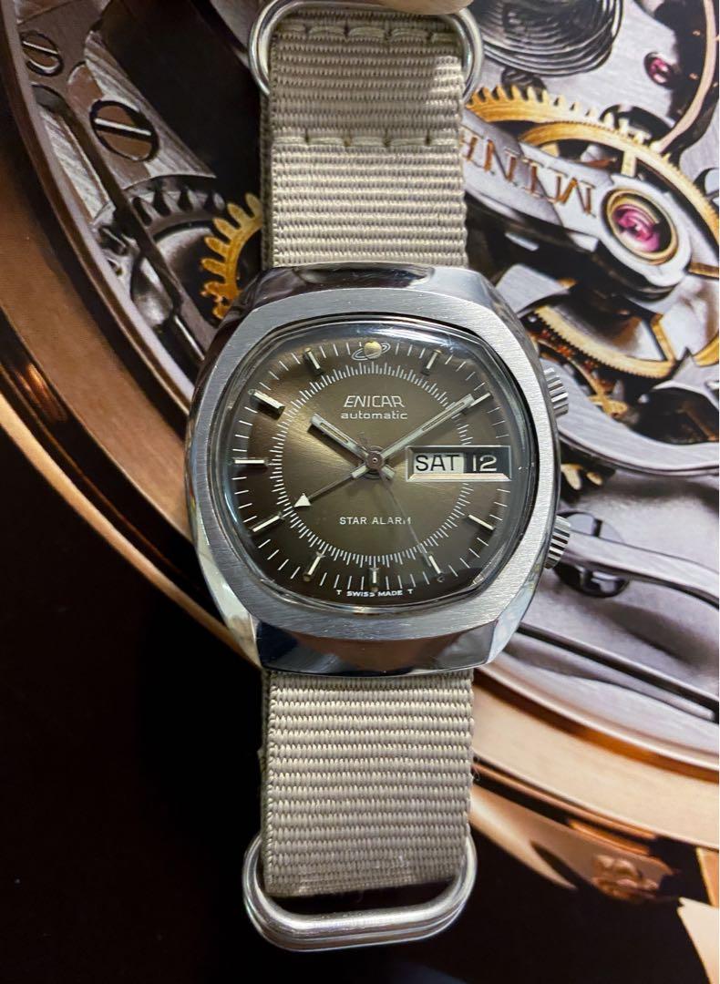 Rare vintage Enicar Star alarm watch mint